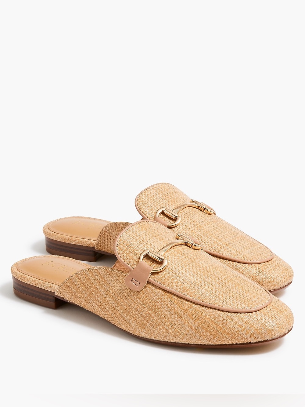 J Crew Woven Slip On Mules Toasted Brown Straw 7.5